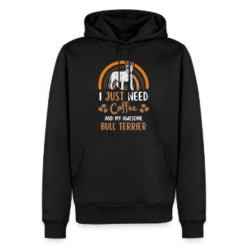 Bullterrier Kaffee Hund Cafe - Männer Premium Bio Hoodie - Schwarz - Vorne - Nico (187cm)