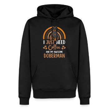Sweet Doberman Coffee Dog Cafe kawaii - Men’s Premium Organic Hoodie - black - Front - Nico (187cm)