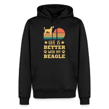 Légendaire Beagle Vintage Rétro - Sweat à capuche Premium bio Homme - noir - Devant - Nico (187cm)