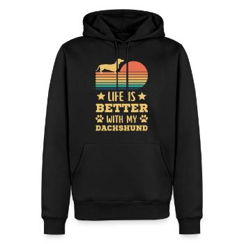 Dackel Teckel Teckel Rétro Vintage Style - Sweat à capuche Premium bio Homme - noir - Devant - Nico (187cm)