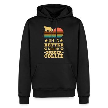 Légendaire Border collie Vintage Rétro - Sweat à capuche Premium bio Homme - noir - Devant - Nico (187cm)