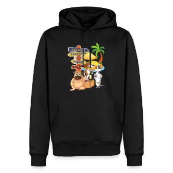 where are you going - Men’s Premium Organic Hoodie - black - Front - Nico (187cm)