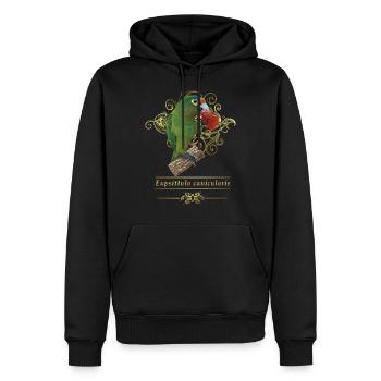 La perruche à front orange - Sweat à capuche Premium bio Homme - noir - Devant - Nico (187cm)