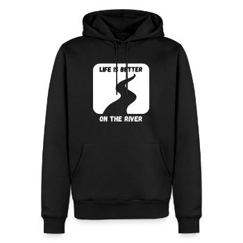 Life is better on the river - Kajak Design - Männer Premium Bio Hoodie - Schwarz - Vorne - Nico (187cm)