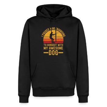 Wakeboard et chien rétro vintage - Sweat à capuche Premium bio Homme - noir - Devant - Nico (187cm)