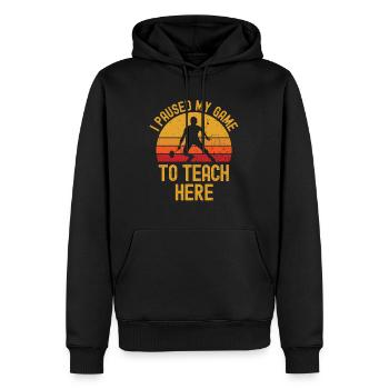 Badminton und Lehrer retro vintage - Männer Premium Bio Hoodie - Schwarz - Vorne - Nico (187cm)