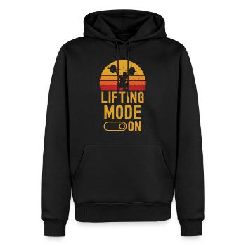 Lifting Mode on retro vintage - Männer Premium Bio Hoodie - Schwarz - Vorne - Nico (187cm)