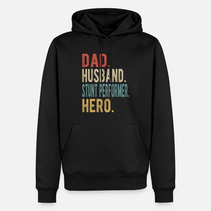 Stuntman Papa Ehemann Held - Männer Premium Bio Hoodie - Schwarz