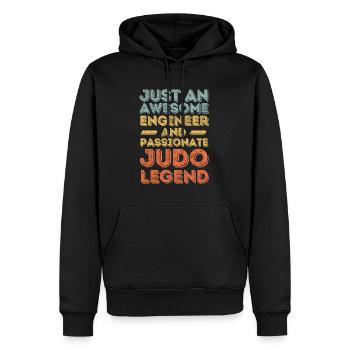 Ingénieur Judo rétro - Sweat à capuche Premium bio Homme - noir - Devant - Nico (187cm)