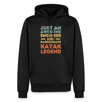 Ingénieur kayak rétro - Sweat à capuche Premium bio Homme - noir - Devant - Nico (187cm)