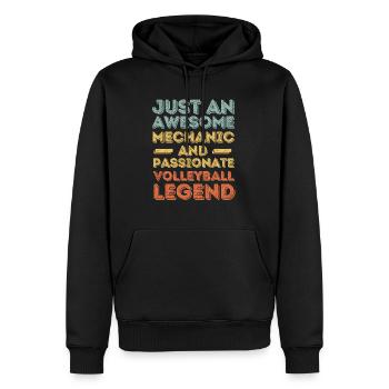 Mécanicien Volleyball rétro - Sweat à capuche Premium bio Homme - noir - Devant - Nico (187cm)