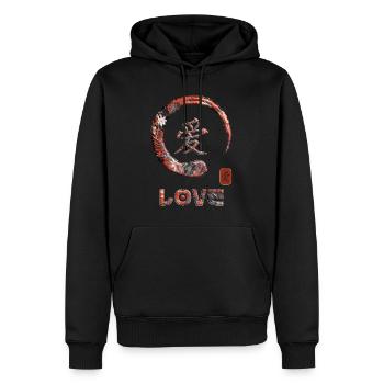 Liebe Japanisches Kanji Wortsymbol Enso Kreis 2 - Männer Premium Bio Hoodie - Schwarz - Vorne - Nico (187cm)