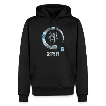 Zen Japonais Kanji Symbole de mot Enso Circle 14 - Sweat à capuche Premium bio Homme - noir - Devant - Nico (187cm)