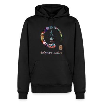 Grande chance Symbole de mot Kanji japonais Enso Circle - Sweat à capuche Premium bio Homme - noir - Devant - Nico (187cm)