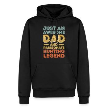 Papa chasse rétro - Sweat à capuche Premium bio Homme - noir - Devant - Nico (187cm)