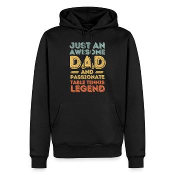 Papa tennis de table rétro - Sweat à capuche Premium bio Homme - noir - Devant - Nico (187cm)