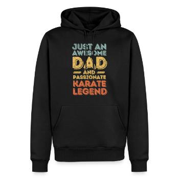 Papa karaté rétro - Sweat à capuche Premium bio Homme - noir - Devant - Nico (187cm)