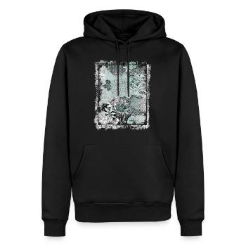Japanisches Blumenmuster Chrysanthemenkirsche - Männer Premium Bio Hoodie - Schwarz - Vorne - Nico (187cm)