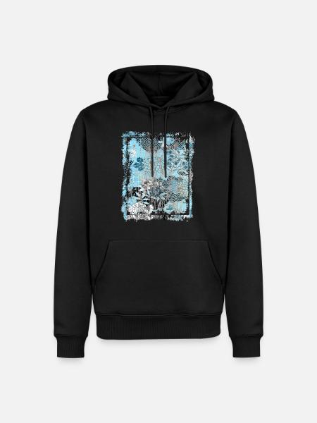 Japanisches Blumenmuster Chrysanthemenkirsche - Männer Premium Bio Hoodie - Schwarz