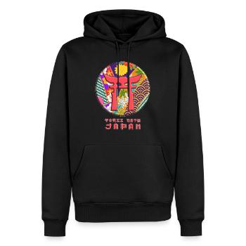 Torii Traditionnel Japonais Porte Motif Floral - Sweat à capuche Premium bio Homme - noir - Devant - Nico (187cm)