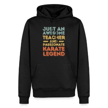 Professeur de Karaté rétro - Sweat à capuche Premium bio Homme - noir - Devant - Nico (187cm)
