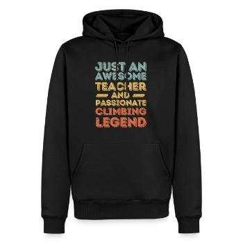 Instructeur escalade rétro - Sweat à capuche Premium bio Homme - noir - Devant - Nico (187cm)
