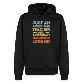Professeur Canoë rétro - Sweat à capuche Premium bio Homme - noir - Devant - Nico (187cm)