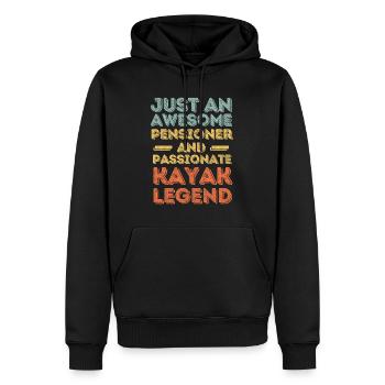 Retraité Kayak rétro - Sweat à capuche Premium bio Homme - noir - Devant - Nico (187cm)