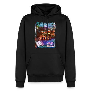 Japan Torii Gate In Water Mountain Collage Art 73 - Männer Premium Bio Hoodie - Schwarz - Vorne - Nico (187cm)