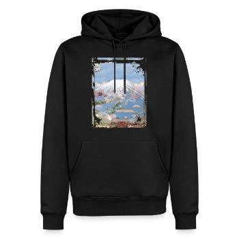 Japan Mount Fuji Cherry Blossom Sakura Collage - Men’s Premium Organic Hoodie - black - Front - Nico (187cm)