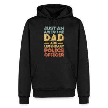 Papa Policier Fête des Pères - Sweat à capuche Premium bio Homme - noir - Devant - Nico (187cm)