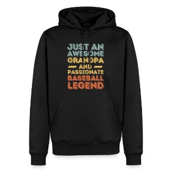 Opa Baseball retro - Männer Premium Bio Hoodie - Schwarz - Vorne - Nico (187cm)