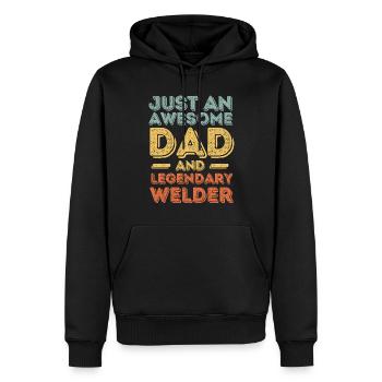 Papa Welder Fête des pères - Sweat à capuche Premium bio Homme - noir - Devant - Nico (187cm)