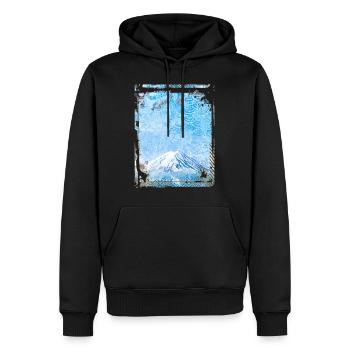 Japan Mount Fuji Kirschblüte Sakura Collage - Männer Premium Bio Hoodie - Schwarz - Vorne - Nico (187cm)