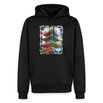 Japan Pagode Kirschblüten Collage Art 70 - Männer Premium Bio Hoodie - Schwarz - Vorne - Nico (187cm)