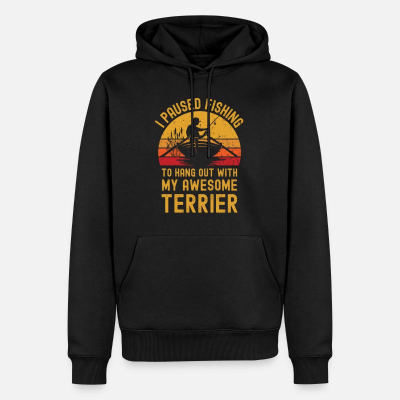 Pêche, pêche et terriers - Sweat à capuche Premium bio Homme - noir