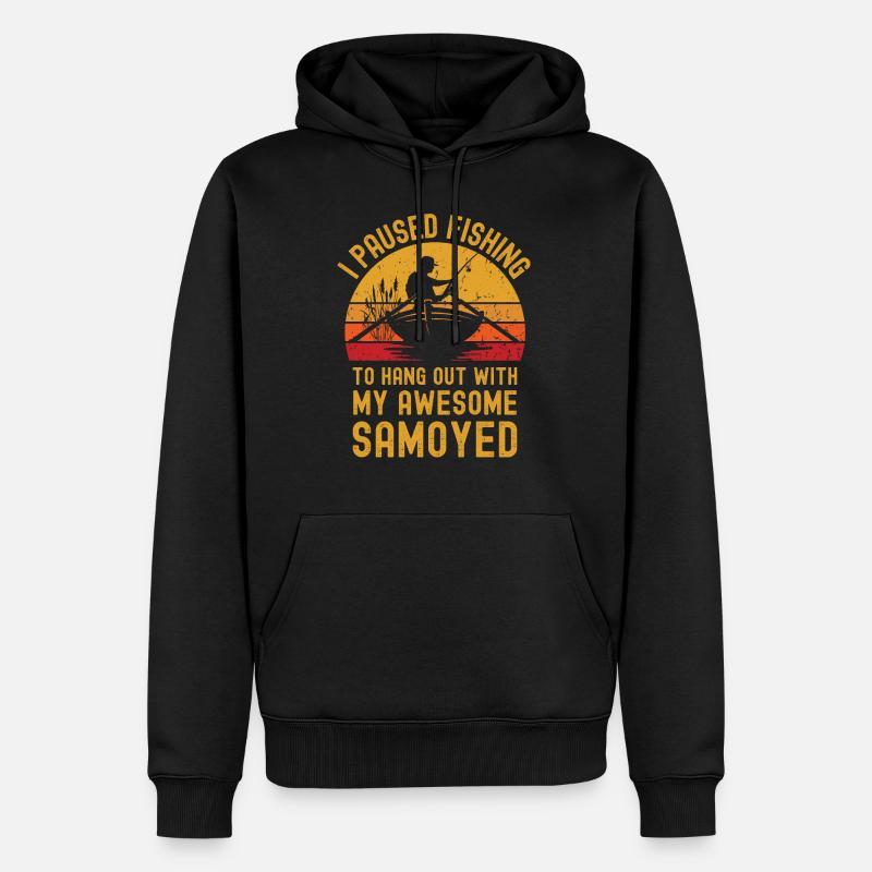 Pêche, pêche et Samoyède - Sweat à capuche Premium bio Homme - noir
