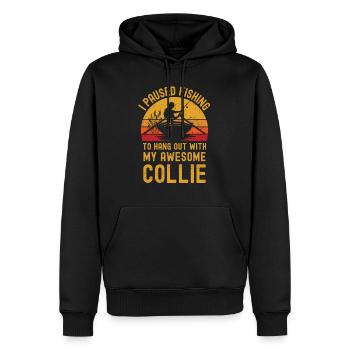 Pêche, pêche et colley - Sweat à capuche Premium bio Homme - noir - Devant - Nico (187cm)