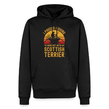 Pêche, pêche et terrier écossais - Sweat à capuche Premium bio Homme - noir - Devant - Nico (187cm)