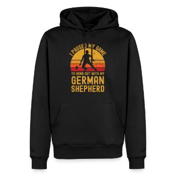 Badminton and German Shepherd - Men’s Premium Organic Hoodie - black - Front - Nico (187cm)
