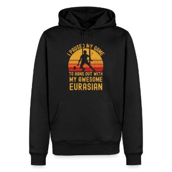 Badminton et Eurasier - Sweat à capuche Premium bio Homme - noir - Devant - Nico (187cm)