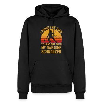 Badminton et Schnauzer - Sweat à capuche Premium bio Homme - noir - Devant - Nico (187cm)