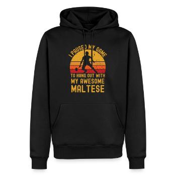 Badminton und Malteser - Männer Premium Bio Hoodie - Schwarz - Vorne - Nico (187cm)