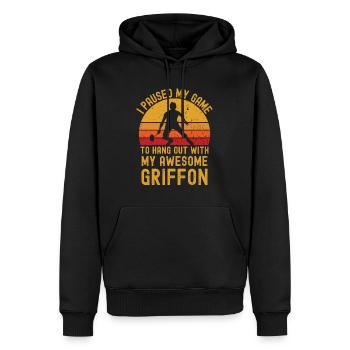 Badminton et Griffon - Sweat à capuche Premium bio Homme - noir - Devant - Nico (187cm)