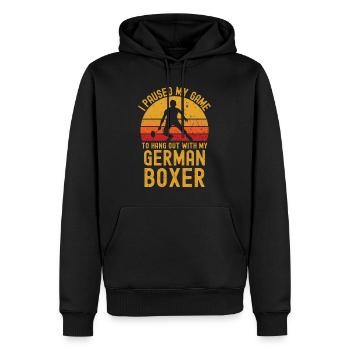 Badminton et boxeur allemand - Sweat à capuche Premium bio Homme - noir - Devant - Nico (187cm)