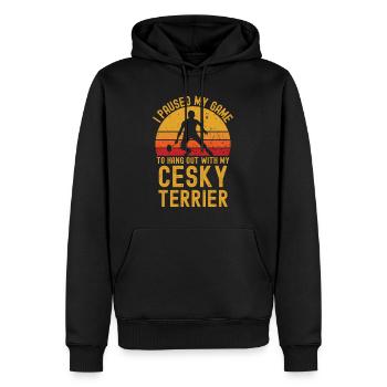 Badminton und Cesky Terrier - Männer Premium Bio Hoodie - Schwarz - Vorne - Nico (187cm)