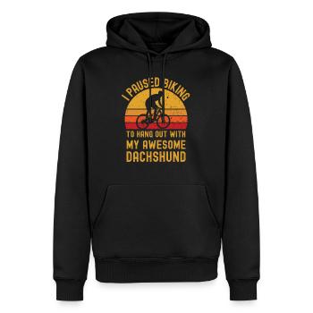 Radfahren und Dackel - Männer Premium Bio Hoodie - Schwarz - Vorne - Nico (187cm)
