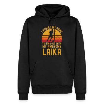 Fußball und Laika - Männer Premium Bio Hoodie - Schwarz - Vorne - Nico (187cm)