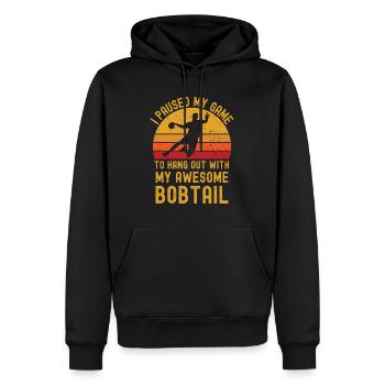 Handball und Bobtail - Männer Premium Bio Hoodie - Schwarz - Vorne - Nico (187cm)