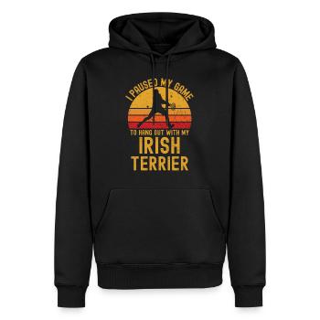 Tennis et terriers irlandais - Sweat à capuche Premium bio Homme - noir - Devant - Nico (187cm)